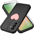 Θήκη για Samsung Galaxy A56 5G, Silicone Heart, μαύρη + σκληρό γυαλί 9H