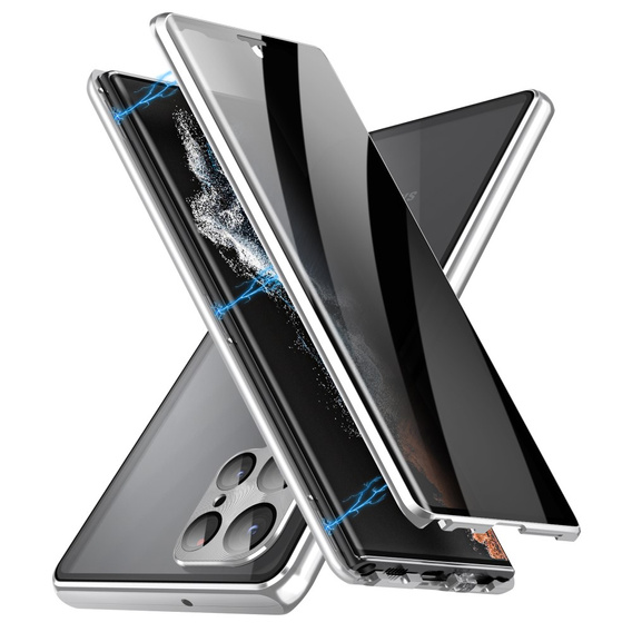 Θήκη για Samsung Galaxy S24 Ultra, Privacy Dual Glass, ασημί