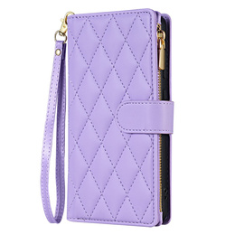 θήκη πτερύγιο για Samsung Galaxy A56 5G, Rhombus Crossbody Leather, μωβ