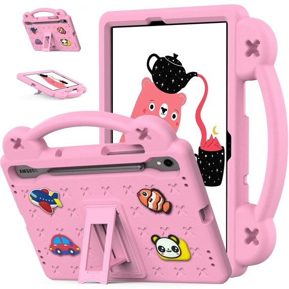 Παιδική θήκη για Samsung Galaxy Tab S7/S8/S9, Cute Patterns, με βάση, ροζ