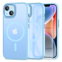 Θήκη για iPhone 14, για MagSafe, ERBORD Μatt Case, μπλε + Γυαλί οθόνης