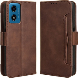 Θήκη με πτερύγιο για Motorola Moto E14, Card Slot, καφέ