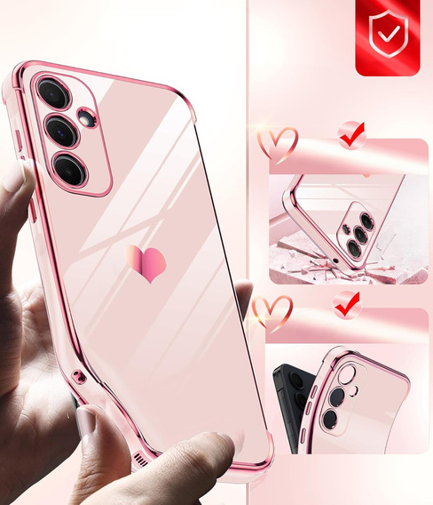 Θήκη για Samsung Galaxy A54 5G, Electro heart, ροζ rose gold + 2x γυαλί 9H