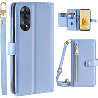 Θήκη με πτερύγιο για Oppo Reno8 T 4G, Wallet Zipper Pocket, μπλε