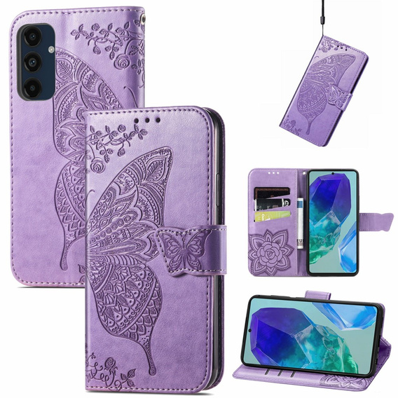 Θήκη με πτερύγιο για Samsung Galaxy S24 FE, Butterfly, μωβ
