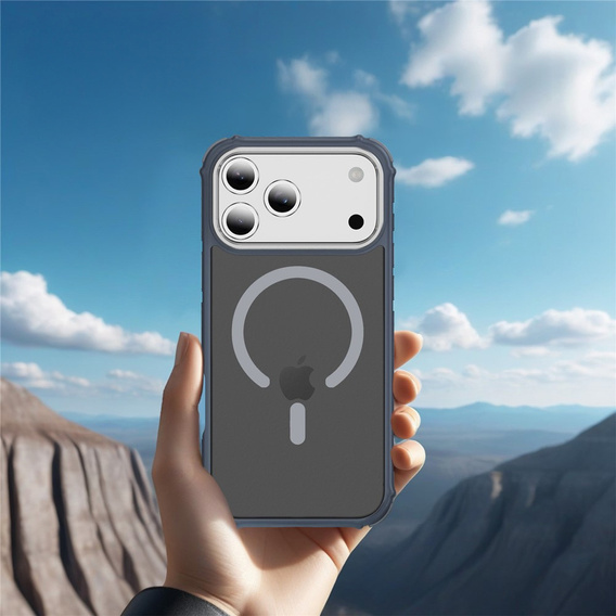 Ματ θήκη για iPhone 17 Pro Max, θωρακισμένη, για MagSafe, καπνιστή με γκρι πλευρές