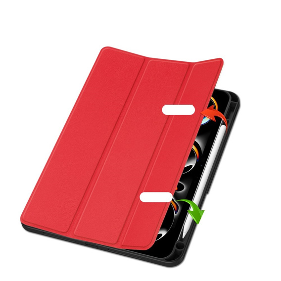 Θήκη για iPad Pro 11" 2024 (5 gen.), Smartcase με χώρο για γραφίδα, κόκκινη