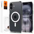 Θήκη MagSafe Spigen για iPhone 16, Ultra Hybrid, διαφανής / λευκή + Μετριασμένο γυαλί 9H
