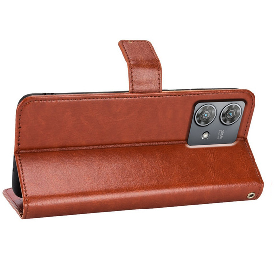 Θήκη με πτερύγιο για Motorola Edge 40 Neo, Crazy Horse Wallet, καφέ