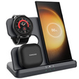 Ασύρματο φορτιστή 3 σε 1 QI γρήγορο για Samsung S25 S24 S23 Galaxy Watch Buds Σταθμός μαύρο