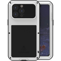 Love Mei Θήκη για iPhone 15 Pro Max, armored with glass, γκρι