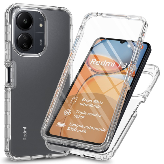 Θήκη για Xiaomi Redmi 13C, Shockproof, με μεμβράνη, διαφανής
