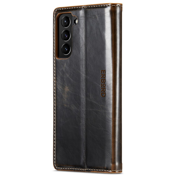 Θήκη με πτερύγιο για Samsung Galaxy S23, ERBORD Waxy Wallet, καφέ
