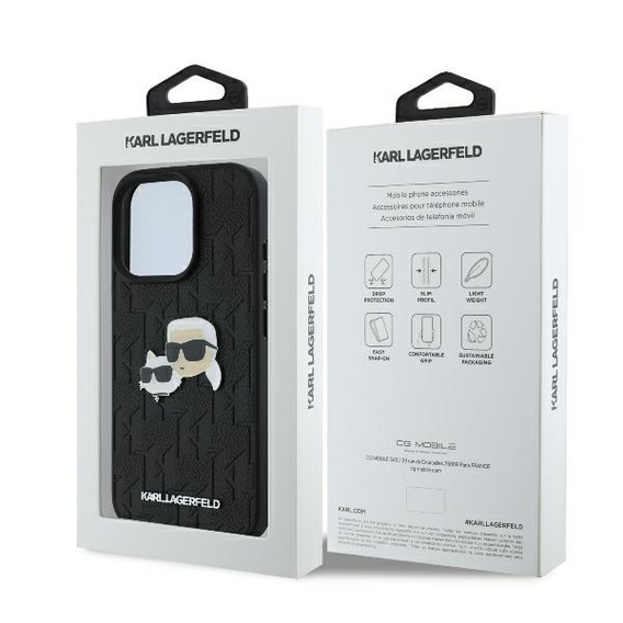 Θήκη Karl Lagerfeld Hardcase Monogram Karl & Choupette Head Pin για iPhone 16 Pro
