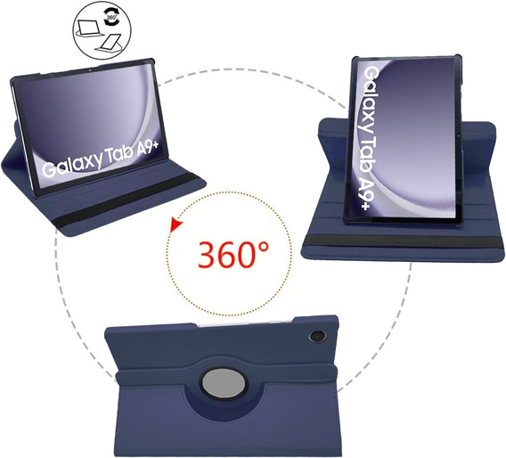 Θήκη για Samsung Galaxy Tab A9+ TB330FU 10.95", Περιστρεφόμενη 360, σκούρο μπλε