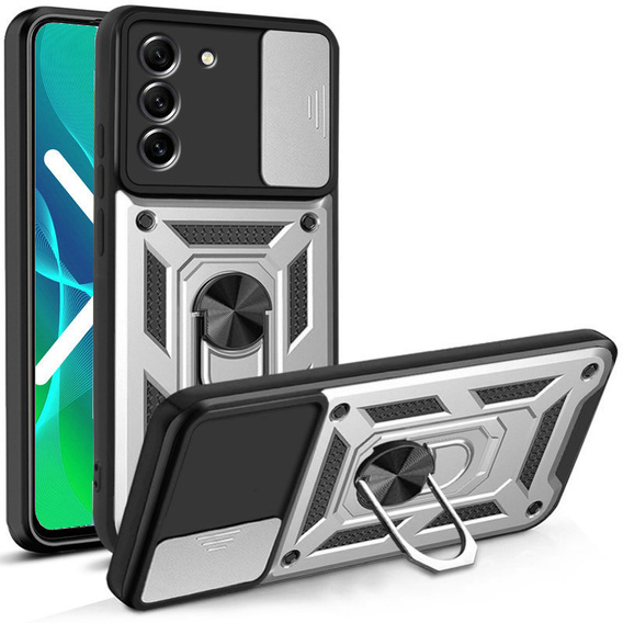Θήκη για Samsung Galaxy S23 Plus, CamShield Slide, ασημένιο