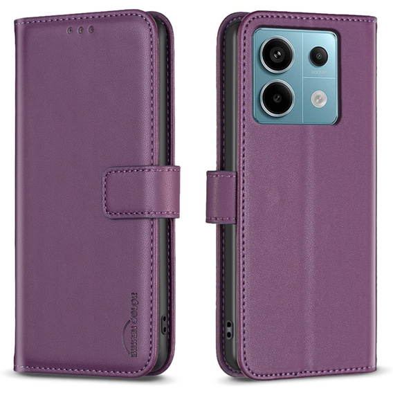θήκη με πτερύγιο για Xiaomi Redmi Note 13 Pro 4G / Xiaomi Redmi Note 14S / Xiaomi Poco M6 Pro 4G, BINFEN Wallet, σκούρο μωβ