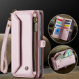 θήκη CASEME για Samsung Galaxy S24 FE, RFID Leather Wallet, με λουράκι ώμου, ροζ