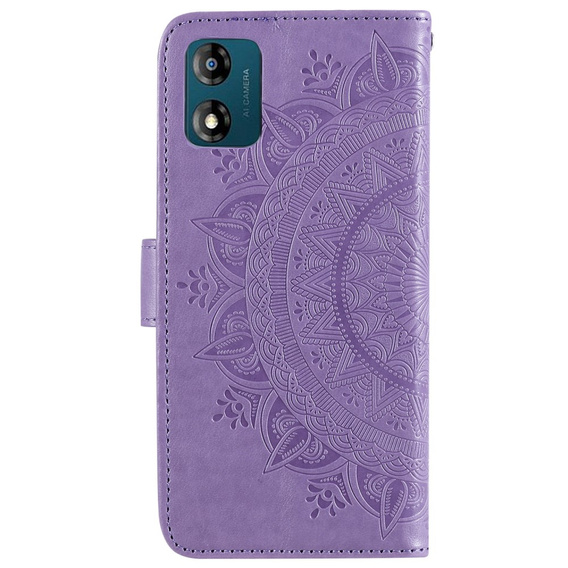 Θήκη με πτερύγιο για Motorola Moto E13, Mandala Flower, μωβ