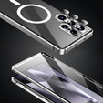 Μαγνητική θήκη MagSafe Dual Glass για Samsung Galaxy S25 Ultra, ασημένια