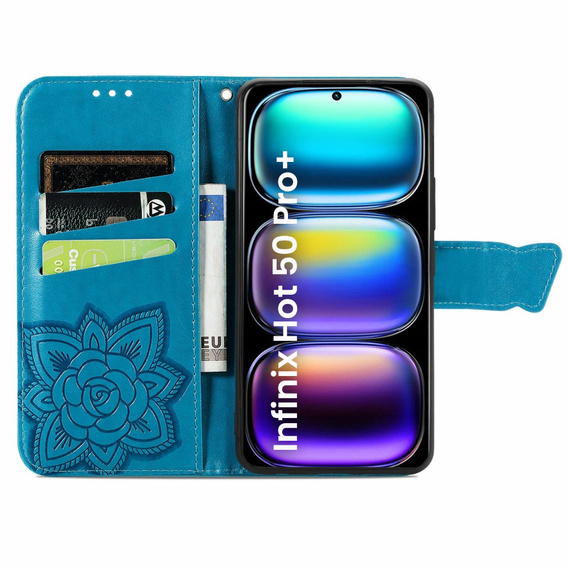 Θήκη με πτερύγιο για Infinix Hot 50 Pro+ 4G, Butterfly, μπλε