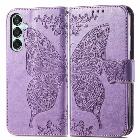 Θήκη με πτερύγιο για Samsung Galaxy M35, Butterfly, μωβ