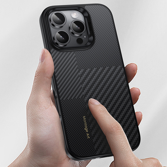θήκη BENKS Kevlar για iPhone 16 Pro Max, για MagSafe, Carbon Fiber, μαύρη
