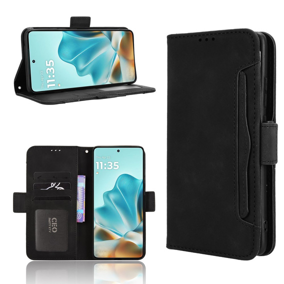Θήκη με πτερύγιο για Motorola Edge 60 / 60 Fusion, Card Slot, μαύρη