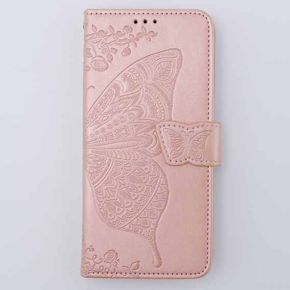 Θήκη με πτερύγιο για Motorola Moto G54 5G, Butterfly, ροζ rose gold