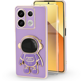 θήκη για το Xiaomi Redmi Note 13 5G, Astronaut, μωβ + μετριασμένο γυαλί 9H