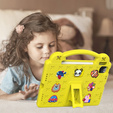 Παιδική θήκη για iPad 10.9 2022 10 Gen, Cute Patterns, με βάση, κίτρινη