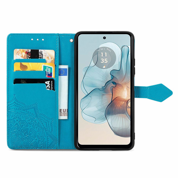 Θήκη με πτερύγιο για Motorola Moto G24 / G24 Power / G04, Mandala, μπλε