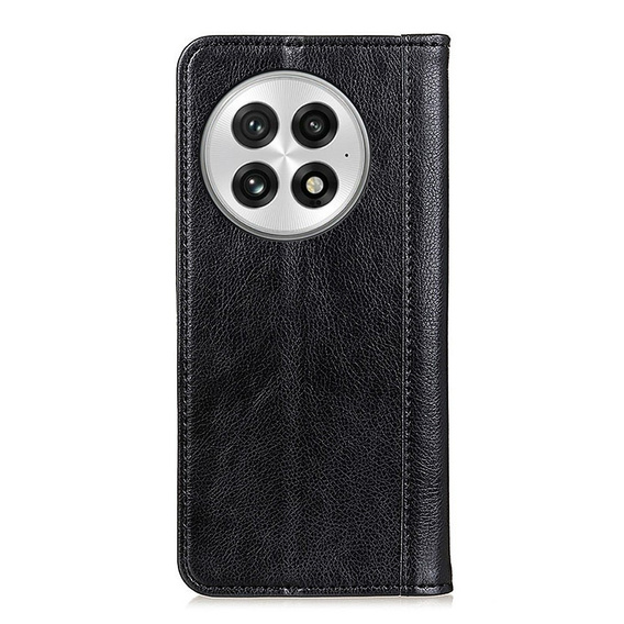 θήκη με πτερύγιο για OnePlus 13, Split Leather, μαύρη
