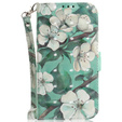 Θήκη με πτερύγιο για Oppo A60, Wallet, Flowers λευκή