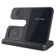 Ασύρματο φορτιστή 3 σε 1 QI γρήγορο για Samsung S25 S24 S23 Galaxy Watch Buds Σταθμός μαύρο