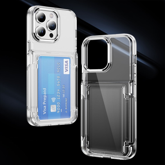 Θήκη για iPhone 16 Pro, Card Holder Kickstand, διαφανής