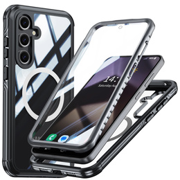 Θήκη για Samsung Galaxy S25+ Plus, Shockproof, με γυαλί, για MagSafe, μαύρη