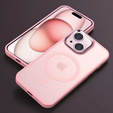 Θήκη για iPhone 15, για MagSafe, ERBORD Μatt Case, ροζ + Γυαλί οθόνης