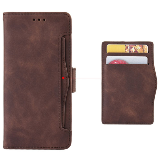 Θήκη με πτερύγιο για Xiaomi 14T, Card Slot, καφέ