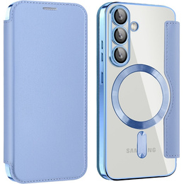 Θήκη με πτερύγιο για Samsung Galaxy S25, RFID Wallet MagSafe CamShield, μπλε