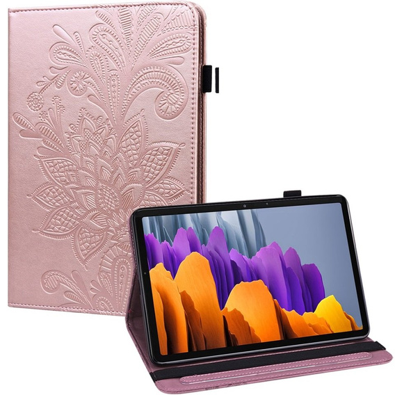 θήκη με πτερύγιο για Samsung Galaxy Tab S7, flower, μπλε