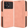 Θήκη με πτερύγιο για Xiaomi Poco F6 Pro, Card Slot, ροζ