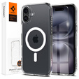 Θήκη MagSafe Spigen για iPhone 16 Plus, Ultra Hybrid, διαφανής / λευκή + Μετριασμένο γυαλί 9H