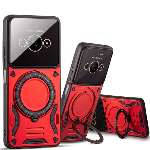 Θωρακισμένη θήκη για Xiaomi Redmi A3, Magnetic Ring, κόκκινη