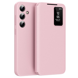 Αναδιπλούμενη θήκη για Samsung Galaxy A55 5G, Smart View Wallet, ροζ