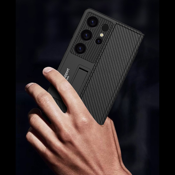 Θήκη με πτερύγιο για Samsung Galaxy S25, GKK Card Slot Wallet, carbon μαύρη
