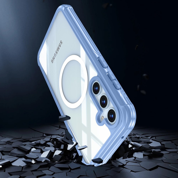 Θήκη για Samsung Galaxy S24 FE, Shockproof, με γυαλί, για MagSafe, μπλε