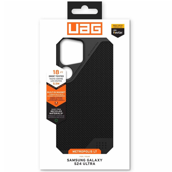 Urban Armor Gear Θήκη για Samsung Galaxy S24 Ultra, Metropolis LT MagSafe Kevlar, μαύρη