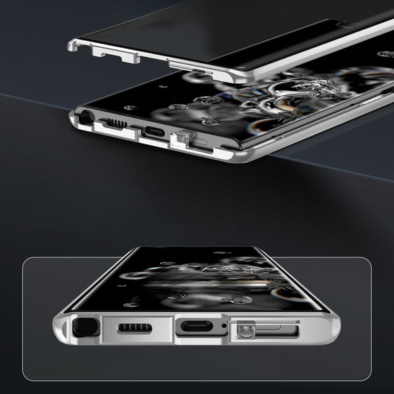 θήκη για το Samsung Galaxy S23 Plus, Magnetic Dual Glass, ασημένια