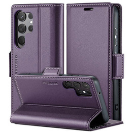 Θήκη για Samsung Galaxy S24 Ultra, ERBORD Glossy Litchi, πορτοφόλι με πτερύγιο, μωβ